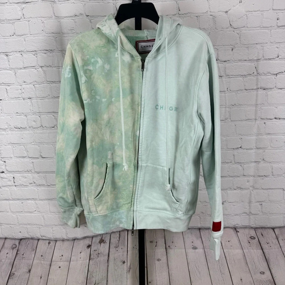 CHNGE Teal Tie Dye Zip Up Hoodie Size Small - Picture 1 of 7